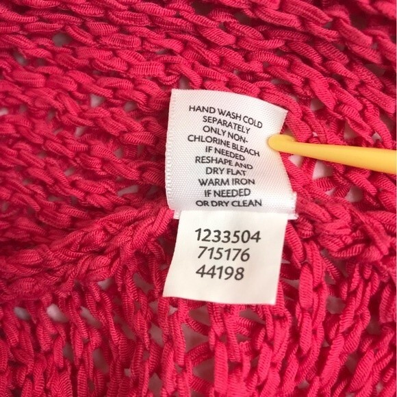 J Jill Pure Jill Pink Knit Open Weave Shawl Collar Vest Women Size Small Crochet - Picture 8 of 12